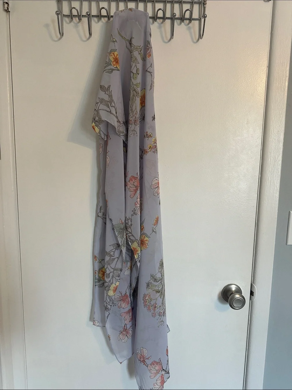 Light blue floralChiffon Scarf - Women's Accessory